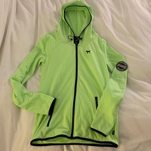 Victoria’s Secrer PINK Neon Green zip up hoodie